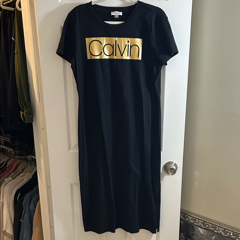 Calvin Klein Black Dress with Gold Logo